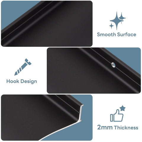 Keep Your Doors Bone Dry With This Badass Heavy Duty Aluminum Rain Drip Guard Featuring A Thickened 40 Inch Black Design, showing smooth surface and hook design.