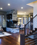 Modern living room with 6 Inch Led Recessed Can Lights 14 Watt 1100 Lumens 3000K Soft White Dimmable Retrofit Kit installed