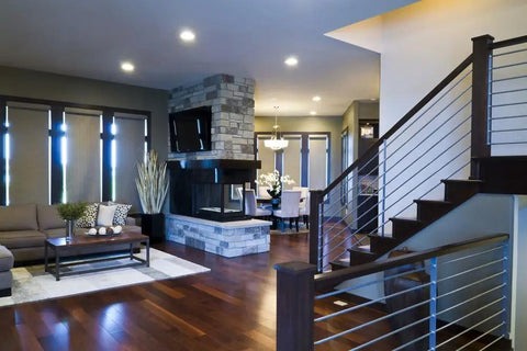 Modern living room with 6 Inch Led Recessed Can Lights 14 Watt 1100 Lumens 3000K Soft White Dimmable Retrofit Kit installed