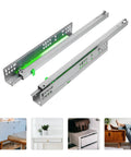 16 Inch Detachable Slow-Close Drawer Slides With Metal Rails, Heavy-Duty Cabinet Glides For Kitchen And Furniture Replacement, Smooth Quiet Open And Close, Two-Section Guide Rails