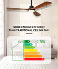 Sleek 52 Inch Black Ceiling Fan With Lights 3 Mahogany Wood Blades Remote Control Ultra Quiet Reversible DC Motor Dope Modern Fan