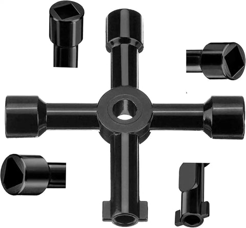 4-Way Universal Utility Cabinet Keys 2 Pack In Black For Gas Meters, Water Panels, And Electric Boxes, showing key design