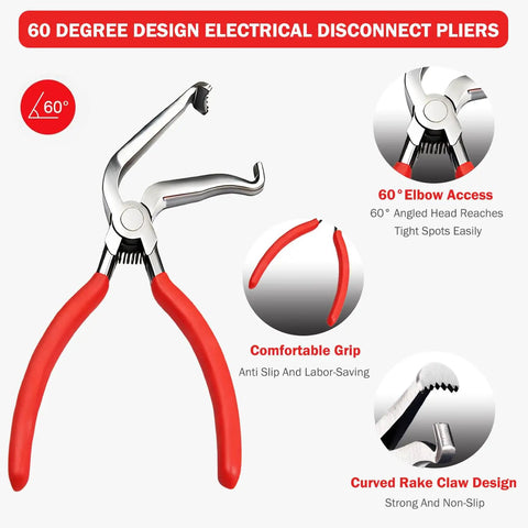 Five Piece Electrical Disconnect Pliers Set For Cars Trucks And SUVs 60-degree design with red handles