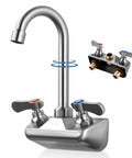 iVIGA Commercial Hand Sink Faucet: 4" Swivel Spout 4'' Center Wall Mount Utility Faucet, Brass Constructed with dual lever handles.