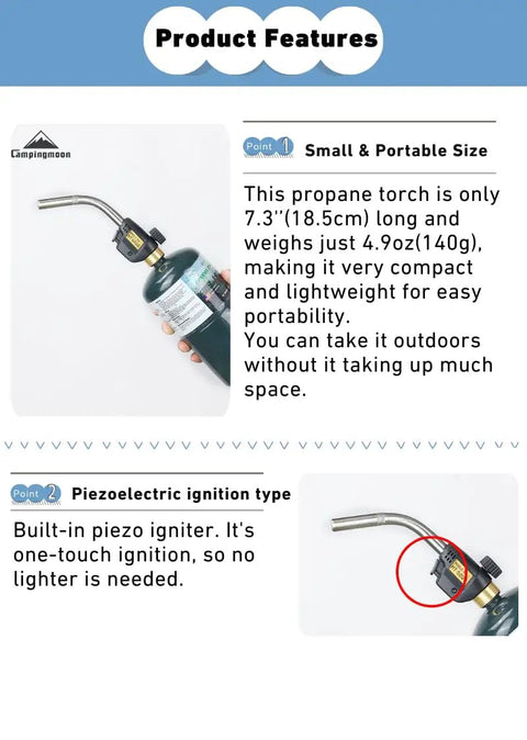 MAP Gas Propane Torch Head With CGA600 Connection, Adjustable Flame, Self Ignition, heavy duty for welding shown in portable use.