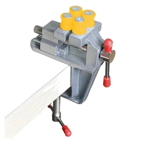Miniature Bench Vise For Jewelers And Hobbyists Aluminum Clamping Tool with quick grip attached to workbench