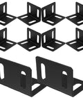 Beefy Right Angle Shelf Brackets Set Of 10 Heavy Duty Metal Corner Braces 2.0mm Thick Black Finish For Bed Frames And Shelf Support Double Hole Mounts