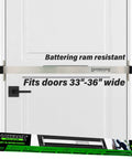 Heavy Duty Door Security Bar For Inward Swing Front Doors Fits 32 To 36 Inches Built Tough With Wall Stud Mount And 2000 Pound Resistance For Real Home Safety No Drilling Required And Solid Metal Bar With 3 Inch Screws installed on door