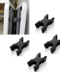 No Fuss Heavy Duty Folding Table Lock Clips 4 Pack shown with metal frame grip clips for 6 foot tables in black.