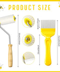 Beekeeping Tools Kit Pro Grade Two Piece Set with 32cm needle roller and 21cm fork, stainless steel handles for beekeeping.