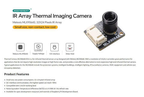 Dope Thermal Imaging Camera With 32x24 IR Sensor Array For Raspberry Pi And HVAC Fire Detection Low Power High Accuracy I2C Interface