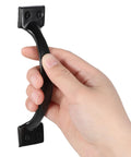Hand holding 4 Pack 6 Inch Cabinet Door Handles Vintage Barn Door Pulls Drawer Pulls Gate Handle Metal Gate Pull Handles.