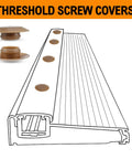 Twenty Piece Light Oak Door Threshold Screw Covers And Adjustable Sill Cap Plugs displayed with a detailed drawing of a door threshold.