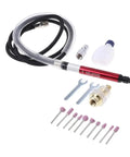 Slick Built Air Micro Die Grinder Kit With Heavy Duty Pneumatic Equipment Accessories and Precision Rotary Carving Tools, featuring pneumatic hose, rotary carving bits.