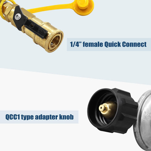 Propane Quick Connect Adapter One Quarter Inch For Grills And RVs Easy Connect Fittings To Link Five To Fifty Pound Tanks Durable Brass Regulator With Safe Auto Shutoff Great For Heaters And Outdoor Grills