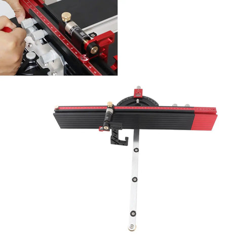 Pro Grade Table Saw Miter Guide With 13 Positive Angle Stops, Extendable Fence From 20 To 36 Inches, Fine Adjustable Backing Block