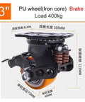 Heavy Duty 3 Inch Silent Damping Universal Caster Wheels Featuring Spring Shock Absorption And Polyurethane Tread For Warehouse Gates, 400kg capacity
