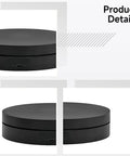 Huge 6.1 And 7.5 Inch Electric Rotating Display Stand With Remote Control For Jewelry And Collectibles 360 Degree Spin Turntable top view showing controls and matte black finish.