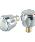 Shower Knob Replacement Kit 1/2 Inch Faucet Handle Handwheel, chrome finish, front view, 4 Piece Quick Install Conversion Set