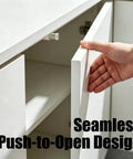 8 Pack White Magnetic Push To Open Cabinet Latches Kit With 8 Strike Plates And 40 Fixing Screws Easy Install Hardware shown in use