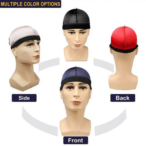 4 Pack Silk Wave Caps For 360 Waves, Durable Silky Stretch Stocking Caps For Men, Keeps Waves Laid Under Double Compression, Wide Elastic Band Wont Leave Forehead Marks