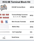 Pro Grade Rail Type Terminal Block Kit with 12.6 Inch DIN Rail Included KV2.5B 600V 32A Quick Wiring Connection layout