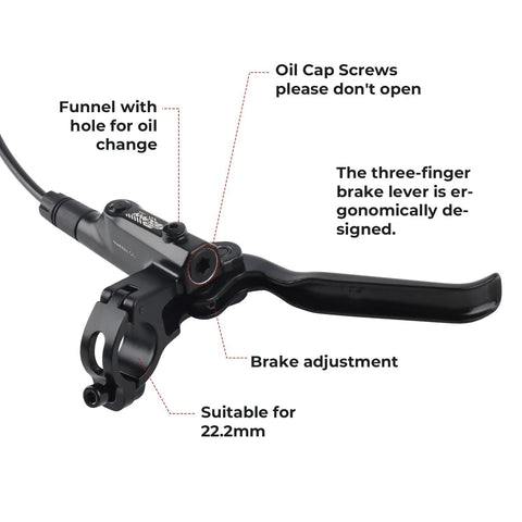 Bolany hydraulic MTB disc brake lever set, aluminum alloy, left-front 800mm + right-rear 1400mm IS/PM adapter.