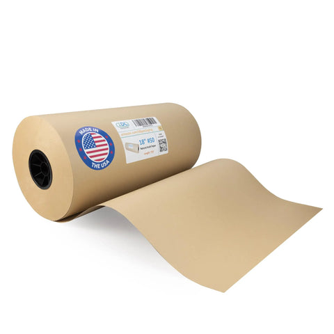 Heavy Duty Brown Kraft Paper Roll 18 Inch Wide By 720 Feet Long 50 Pound Thickness For Packing Moving Shipping And Crafts USA Made