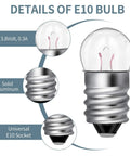 Diagram of 20 Pieces E10 Miniature Light Bulbs Replacement For DIY Circuits And Experiments 3.8V 0.3A features