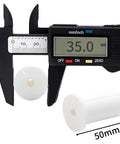 Slick Starlink Cable Routing Kit For One Inch Wall Holes With Heavy Duty Wall Bushing And Snappy Ethernet Grommet For No Hassle Cable Management To Keep Your Setup Snazzy And Weather Sealed Two Pack White measured with a caliper, showing size.