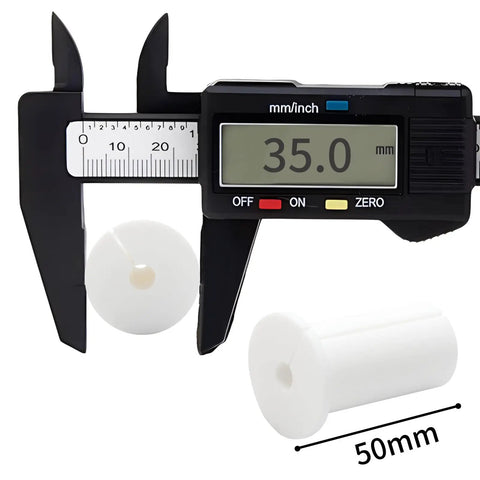 Slick Starlink Cable Routing Kit For One Inch Wall Holes With Heavy Duty Wall Bushing And Snappy Ethernet Grommet For No Hassle Cable Management To Keep Your Setup Snazzy And Weather Sealed Two Pack White measured with a caliper, showing size.