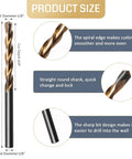 25 Piece Drywall Cutting Bit Set With Spiral Flute Design For Clean Rotary Work Includes High Speed Steel Guide Point Routers showing spiral flute, 1/8 inch diameter.