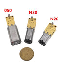 Micro Worm Gear Motor 050 N30 N20 3V To 12V DC Right Angle Output Shaft All Metal Gearbox Slow Speed Reduction, coin for scale