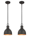 Industrial Hammered Oil Rubbed Bronze One Light Mini Pendant 2 Pack With Adjustable 9-1/2 Inch Rods Downward Lighting Dope Modern Ceiling Fixture 60W Bulb Not Included 39-1/2 Inch Height