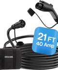 21 Foot J1772 EV Extension Cable For Level 1 And Level 2 Chargers, 40 Amp, 110V-240V Compatibility with black carrying bag