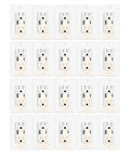Straight Up Dependable USB C Wall Outlet With Soft Night Light, 20 Pack 24W Fast Charging Socket arranged in a grid layout.