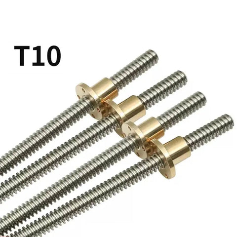 Stainless Steel T10 Lead Screw For CNC And 3D Printers 10mm Diameter 2mm Pitch Lengths 100 To 1000mm Lead Options 10 12 14mm