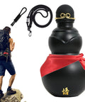 900ml Hydration Bottle With Gourd Inspired Shape for hikers and campers featuring black design with red scarf and hiking gear