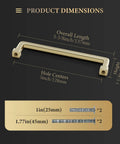 Product dimensions of Gold 5 Inch Square Cabinet Handles 6 Pack Zinc Alloy Drawer Pulls for Dresser Kitchen Cupboard.