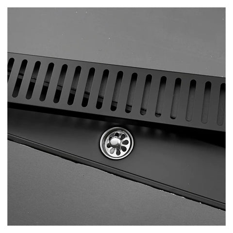 Smooth Brushed Rose Gold Bathroom Shower Drain Rectangular Floor Hair Catcher Filter Tool Free Cleaning Hook No Sweat Setup Dead Simple Cleanup Slick Stainless Steel Waste Grate 600 Mm, close-up view.