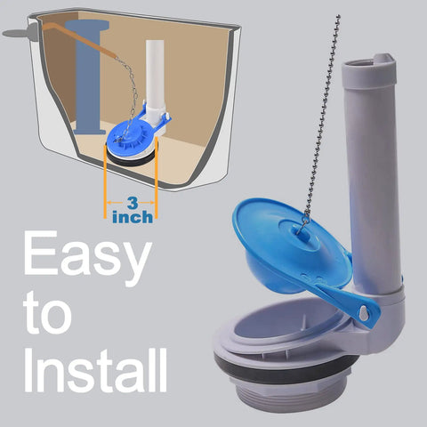 Two Pack 3 Inch Toilet Flapper Replacement Kit With Stainless Chain And Rubber Seal, Easy Install, Fits 3 Inch Valves