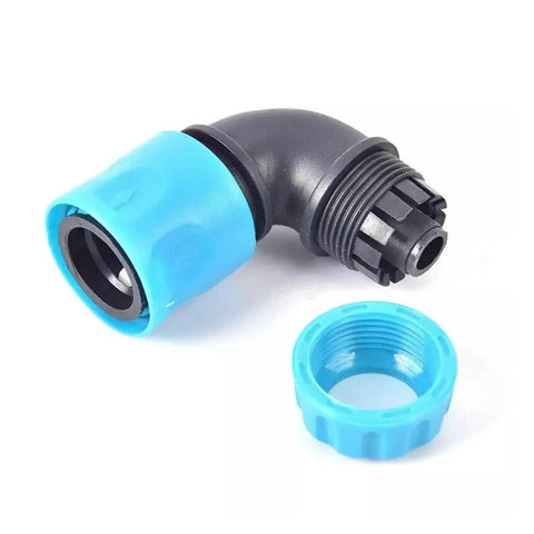 5 Pack 1/2 Inch Garden Water Connector Rapid Connection Adapter Quick Connect Faucet Joint Elbow Plastic Pipe Fittings for Hose Repair No Fuss Extension Irrigation and Car Wash ABS Durable Blue shown with cap