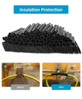 Heat Shrink Tubing Kit 650 Pieces Black 2 To 1 Shrink Ratio Wire Wrap Set For Electrical Cables shown in insulation usage before and after