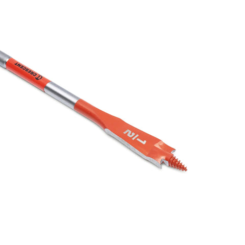 Two Piece Screw Point Paddle Drill Bit Set Six Inch By One Half Inch With Speed Striker Fifteen Times Faster Cut Contoured Paddle Design