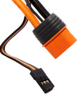 Close-up of connectors on 85A Brushless Smart ESC And 4000Kv Sensorless Motor Combo For RC Cars And Trucks, Plug And Play Telemetry Ready
