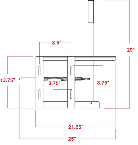 Heavy Duty Steel Gate Latch With Slick Sweep Lever For Ranch And Farm Gates Adjustable Clamps dimensions and design layout on a diagram.