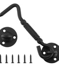 Rust-Proof Barn Door Hook And Eye Latch 4 Inch Privacy Lock Hardware For Sliding Doors Gate Latch Cabinets Bathrooms Bedrooms Outdoor Windows Solid Iron Black With Screws 1 Pack Durable Easy Install