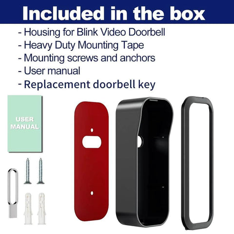 No Drill Doorbell Mount For All New Blink Video Doorbell 2nd Gen Easy Install Bracket components including housing and screws