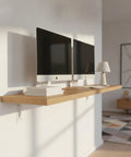 Floating Desk And Wall Shelf Compatible Triangular Bracket Heavy Duty Q235 Steel Support with brushed finish installed under shelf.