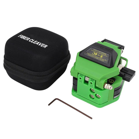 Pro Grade Workhorse Fiber Cleaver With 16 Cleaving Spots And Tungsten Steel Blade For 0.25mm And 0.9mm Fiber Cables, Green Optical Cutting Tool For Precise Clean Cuts And Slippage Resistant Performance, with case and wrench